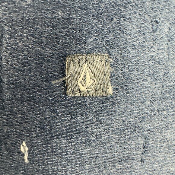 Volcom Hooded Sweatshirt Men L Blue Yellow Graphic Accents & Kangaroo Pocket - Picture 6 of 14